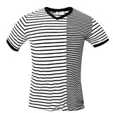 MEN Striped V-Neck Short Sleeve T-Shirt - White/Black - Tonopreko