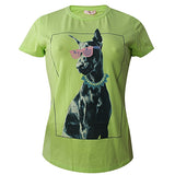 WOMEN Dog Print Short Sleeve T-Shirt - Lemon Green - Tonopreko