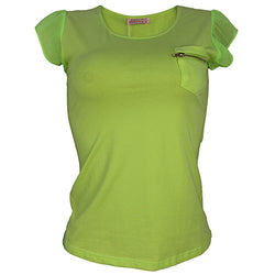 Round Neck Short Sleeve T-Shirt - Lemon Green - Tonopreko