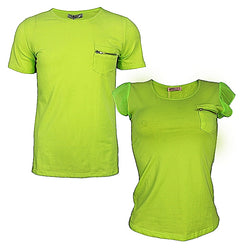 Family Wear Couple Round Neck T-Shirt Set - Lemon Green - Tonopreko