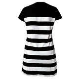 WOMEN Striped Short Sleeve T-Shirt Dress - Black/White - Tonopreko