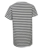 Striped Round Neck Short Sleeve T-Shirt - White/Black - Tonopreko