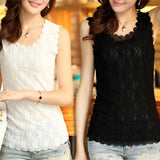 Women Lace Floral Sleeveless Crochet Knit Vest Tank Top Shirt Blouse - Tonopreko