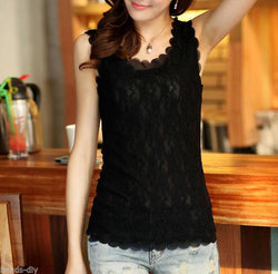 Women Lace Floral Sleeveless Crochet Knit Vest Tank Top Shirt Blouse - Tonopreko