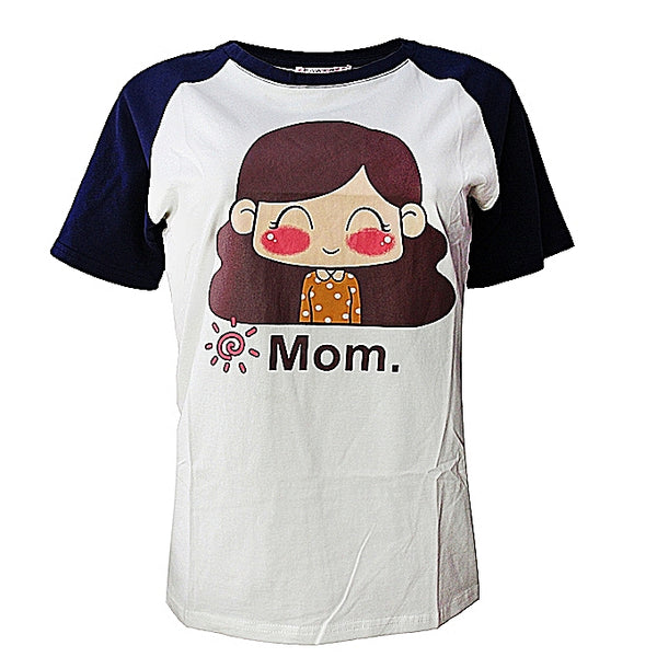 kids Mom Print Short Sleeve T-Shirt - Dark Blue/White - Tonopreko